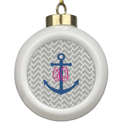 Monogram Anchor Ceramic Ball Ornament