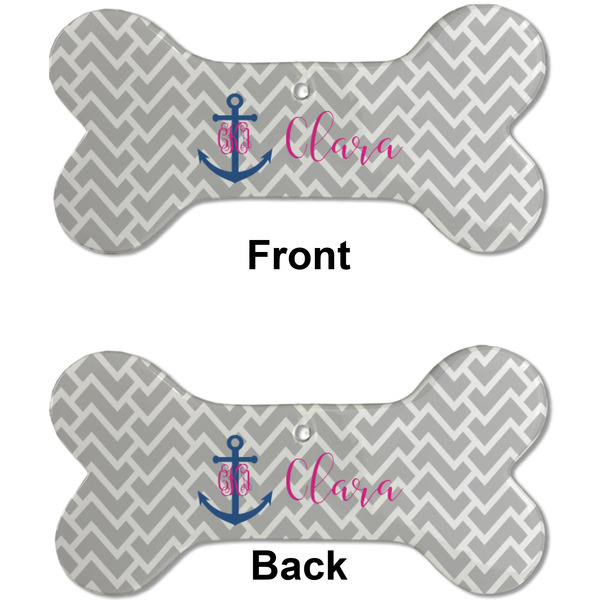 Monogram Anchor Ceramic Flat Ornament - Bone Front & Back (APPROVAL)