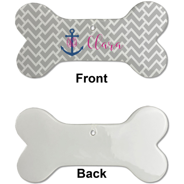 Monogram Anchor Ceramic Flat Ornament - Bone Front & Back Single Print (APPROVAL)