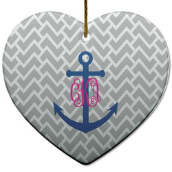 Monogram Anchor Heart Ceramic Ornament