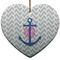 Monogram Anchor Ceramic Flat Ornament - Heart (Front)