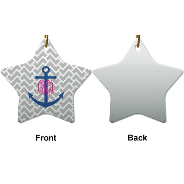 Monogram Anchor Ceramic Flat Ornament - Star Front & Back (APPROVAL)