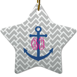 Monogram Anchor Star Ceramic Ornament