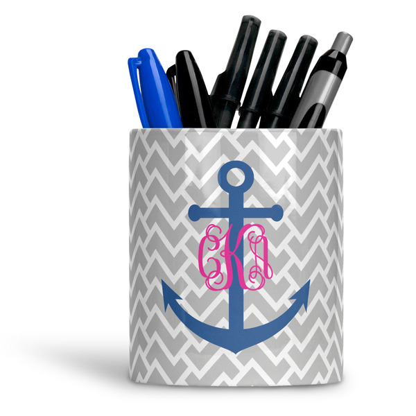 Custom Monogram Anchor Ceramic Pen Holder