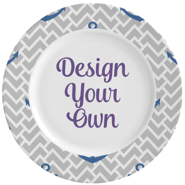 Custom Monogram Anchor Ceramic Dinner Plates (Set of 4) (Personalized)