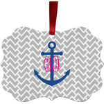 Monogram Anchor Metal Frame Ornament - Double Sided