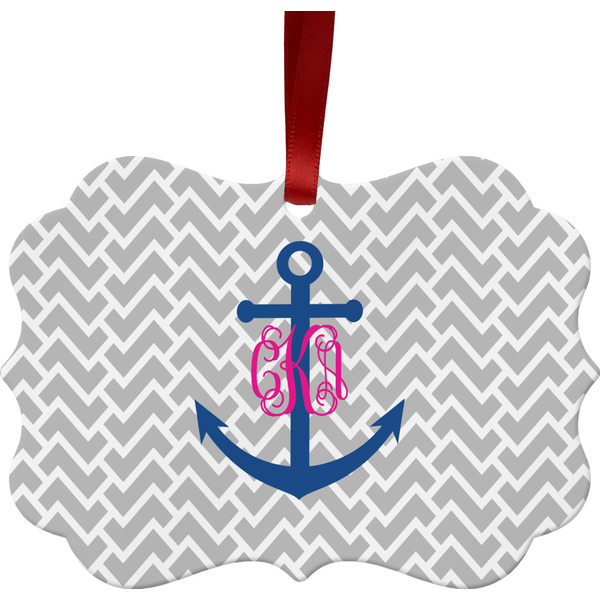 Monogram Anchor Christmas Ornament (Front View)