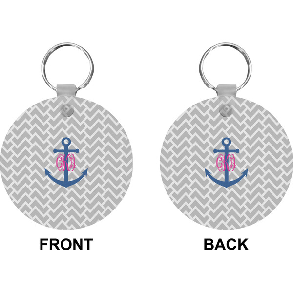 Monogram Anchor Circle Keychain (Front + Back)