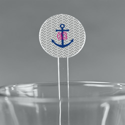 Monogram Anchor 7" Round Plastic Stir Sticks - Clear