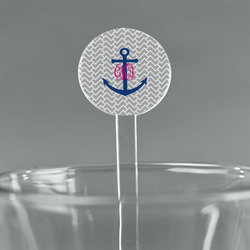 Monogram Anchor 5.5" Round Plastic Stir Sticks - Clear