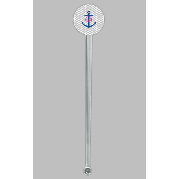 Monogram Anchor Clear Plastic 7" Stir Stick - Round - Single Stick