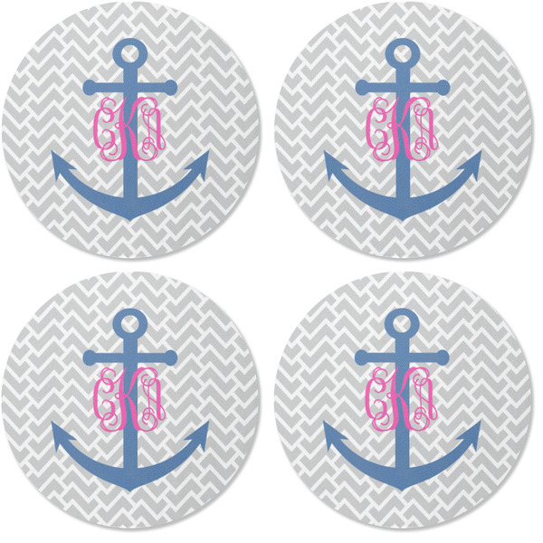 Monogram Anchor Coaster Round Rubber Back - Apvl