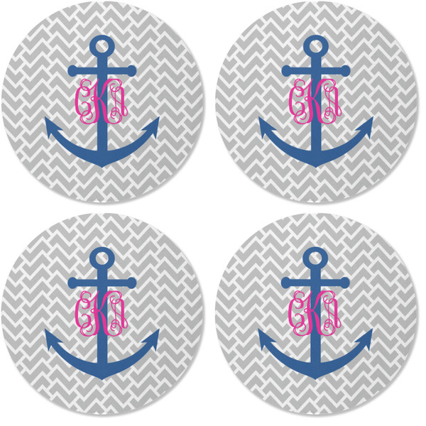 Monogram Anchor Coaster Round Rubber Back - Apvl