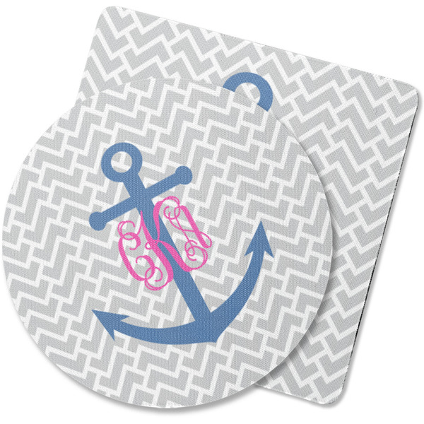 Custom Monogram Anchor Rubber Backed Coaster (Personalized)