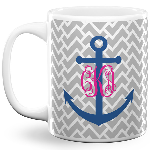 Custom Monogram Anchor 11 Oz Coffee Mug - White