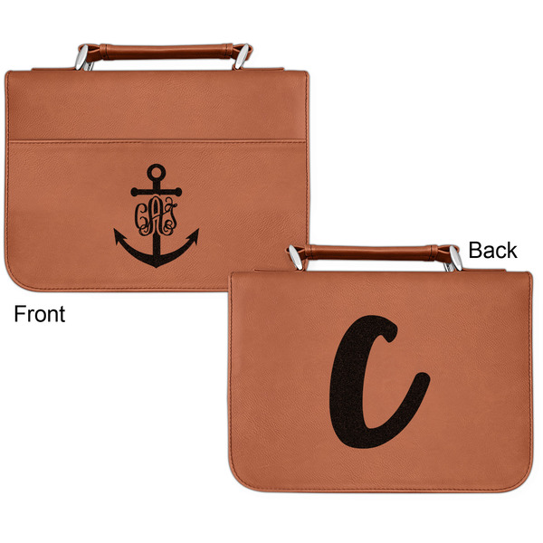 Monogram Anchor Cognac Leatherette Bible Covers - Small Double Sided Apvl