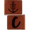 Monogram Anchor Cognac Leatherette Bifold Wallets - Front and Back