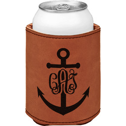 Monogram Anchor Leatherette Can Sleeve - Double Sided (Personalized)