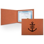 Monogram Anchor Leatherette Certificate Holder - Front (Personalized)