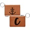 Monogram Anchor Cognac Leatherette Keychain ID Holders - Front and Back Apvl