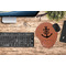 Monogram Anchor Cognac Leatherette Mousepad with Wrist Support - Lifestyle Image