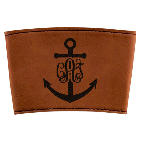 Custom Monogram Anchor Leatherette Cup Sleeve