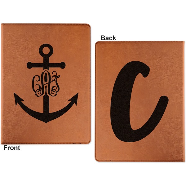 Monogram Anchor Cognac Leatherette Portfolios with Notepad - Large - Double Sided - Apvl