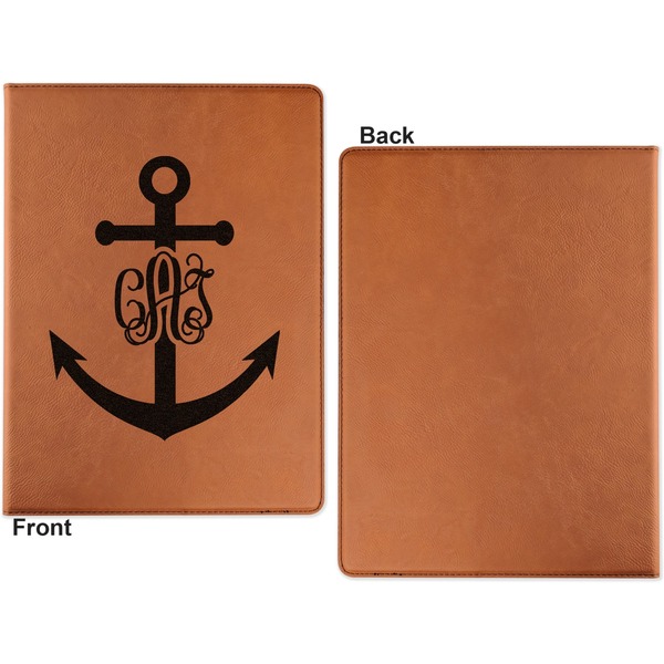 Monogram Anchor Cognac Leatherette Portfolios with Notepad - Large - Single Sided - Apvl