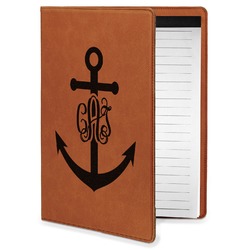 Monogram Anchor Leatherette Portfolio with Notepad - Small - Single Sided (Personalized)