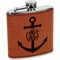 Monogram Anchor Cognac Leatherette Wrapped Stainless Steel Flask