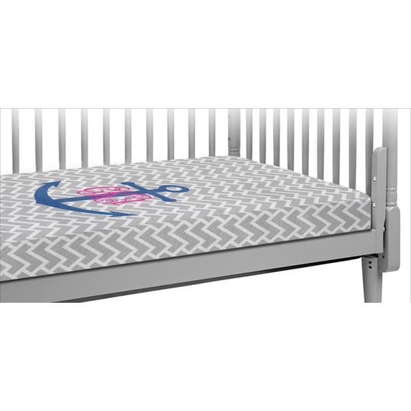 Custom Monogram Anchor Crib Fitted Sheet (Personalized)