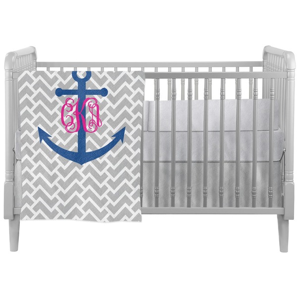 Custom Monogram Anchor Crib Comforter / Quilt
