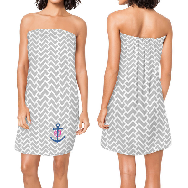 Monogram Anchor Custom Bath Wrap - Front & Back View