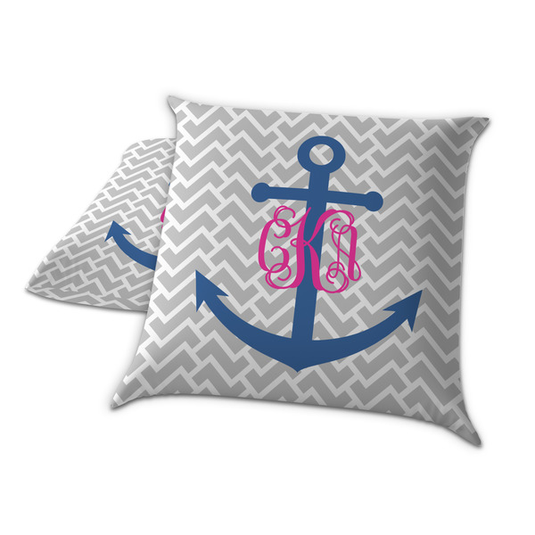 Monogram Anchor Decorative Pillow Case - TWO