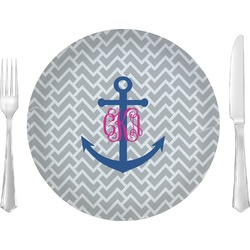 Monogram Anchor 10" Glass Lunch / Dinner Plates - Single or Set (Personalized)