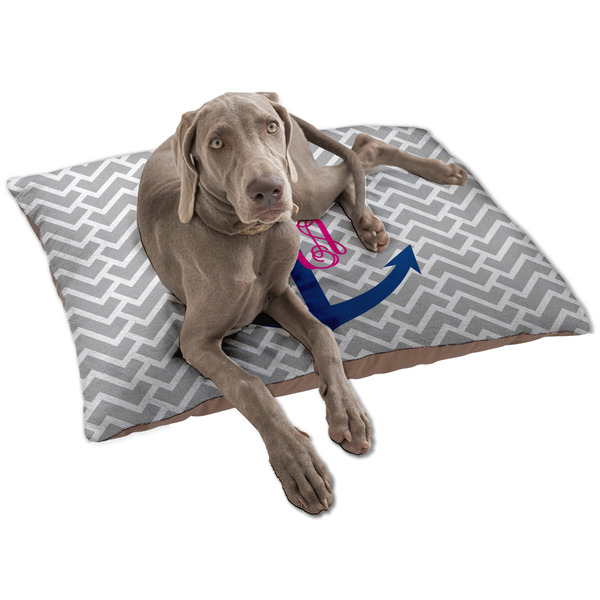 Custom Monogram Anchor Dog Bed - Large