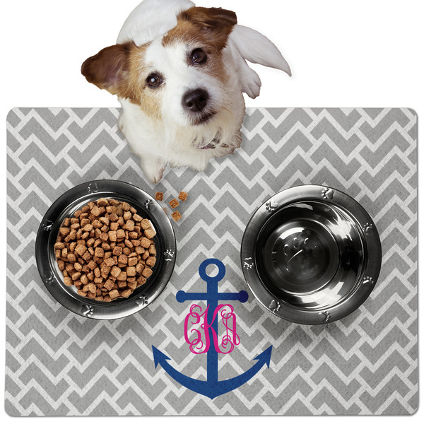 Custom Monogram Anchor Dog Food Mat - Medium