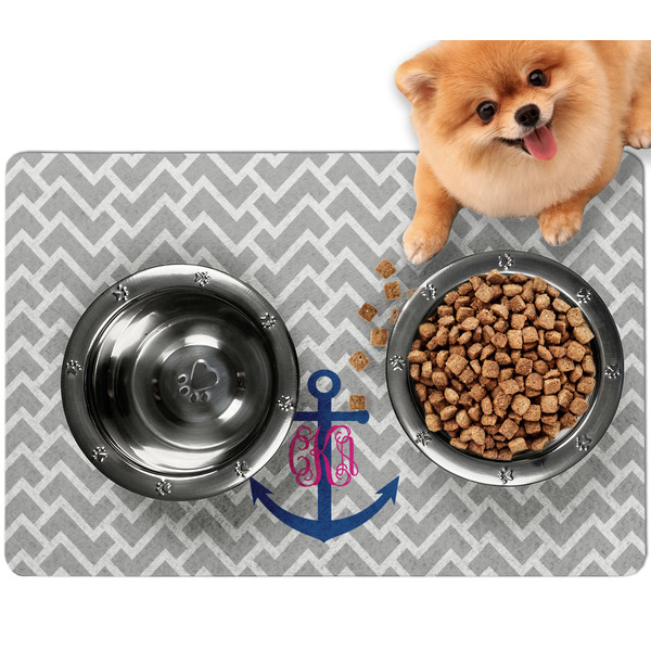 Custom Monogram Anchor Dog Food Mat - Small