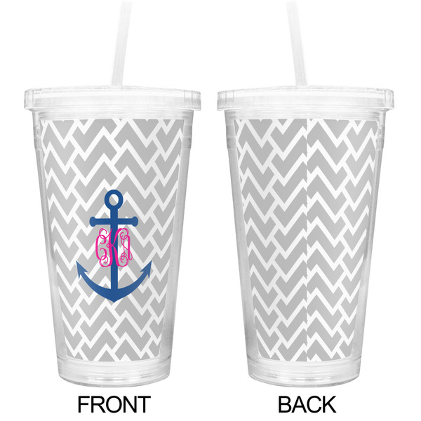 Monogram Anchor Double Wall Tumbler with Straw - Approval