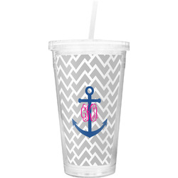 Monogram Anchor Double Wall Tumbler with Straw (Personalized)