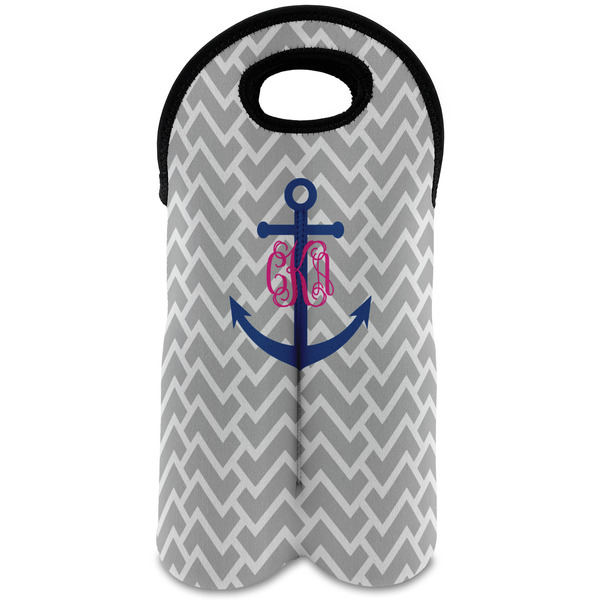 Custom Monogram Anchor Wine Tote Bag (2 Bottles)