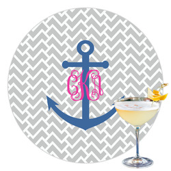 Monogram Anchor Printed Drink Topper - 3.5"