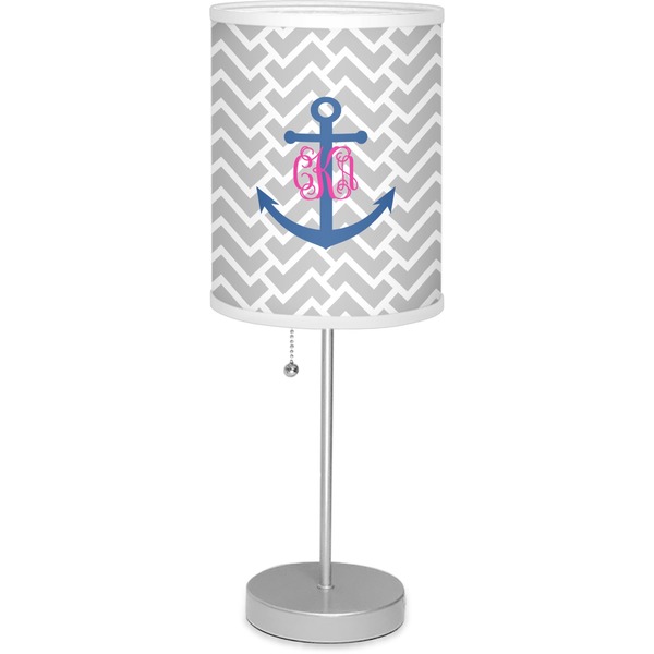 Custom Monogram Anchor 7" Drum Lamp with Shade Polyester (Personalized)