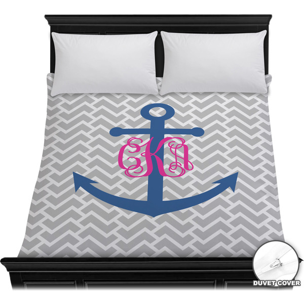 Custom Monogram Anchor Duvet Cover - Full / Queen (Personalized)