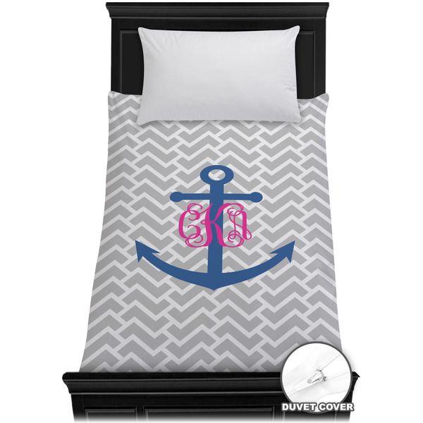 Custom Monogram Anchor Duvet Cover - Twin (Personalized)