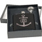 Monogram Anchor Engraved Black Flask Gift Set
