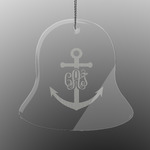 Monogram Anchor Engraved Glass Ornament - Bell