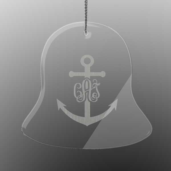 Custom Monogram Anchor Engraved Glass Ornament - Bell