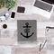 Monogram Anchor Leather Binder - 1" - Grey - Lifestyle View