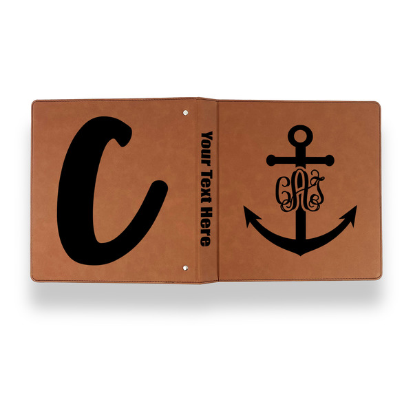 Monogram Anchor Leather Binder - 1" - Rawhide - Back Spine Front View